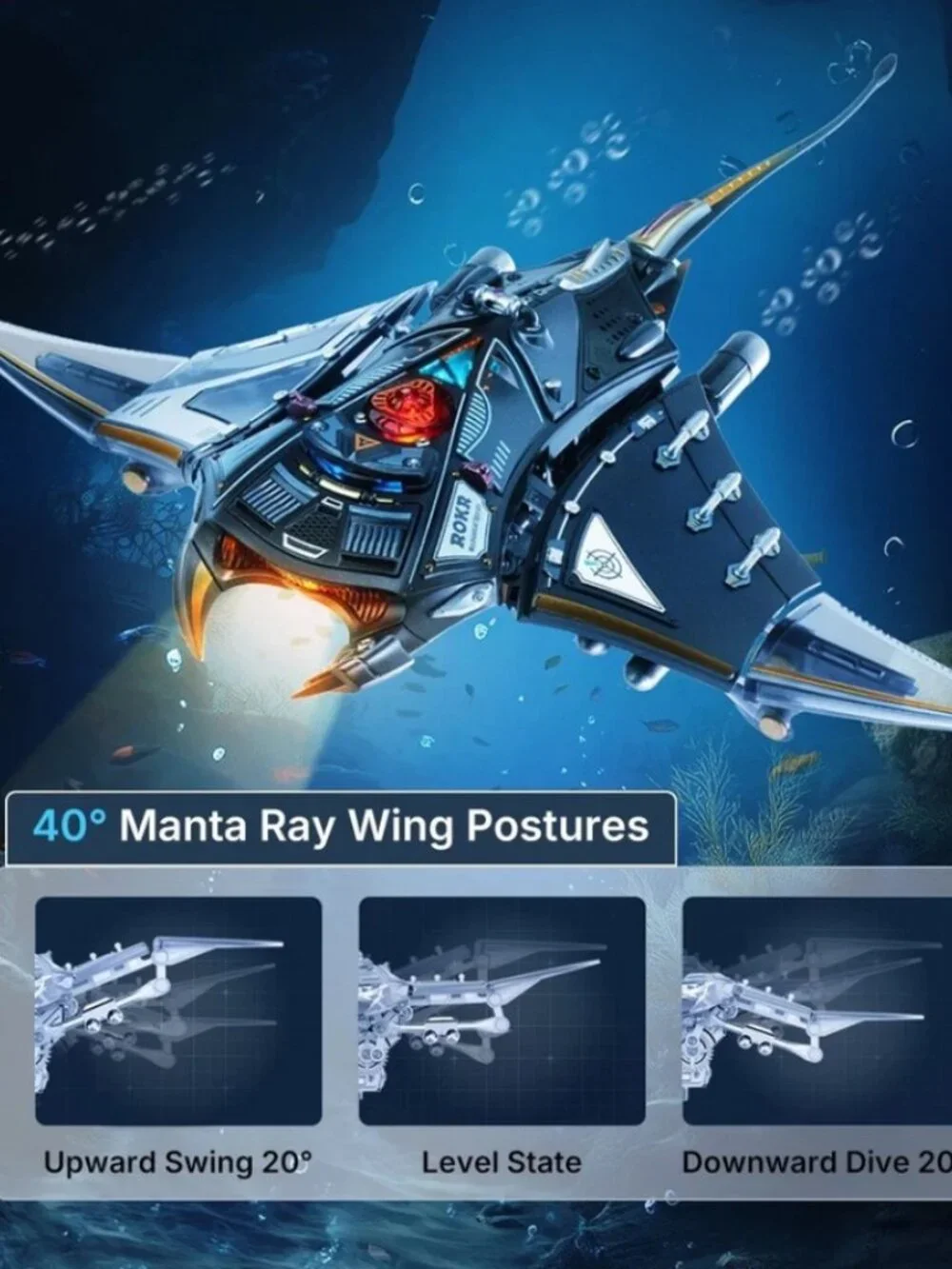NEW ROKR 3D Metal Model Manta Ray Electric Mechanical Building Model Teens Toy P
